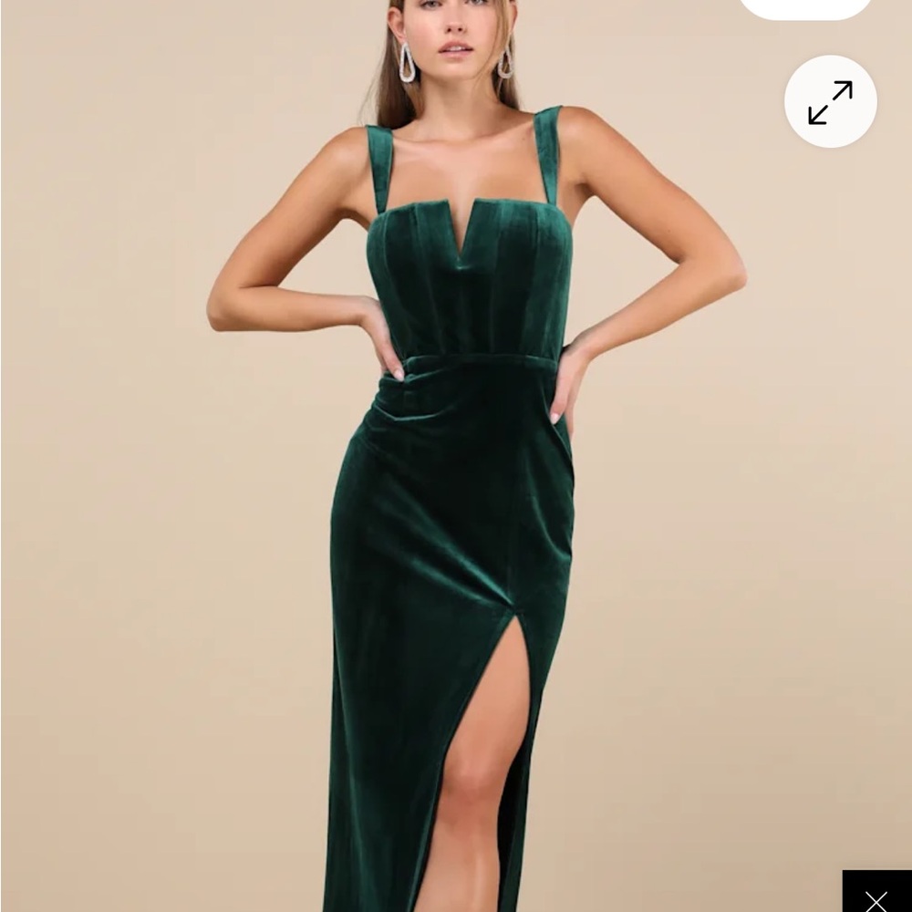 Lulu's Strapless Dark Green Velvet Dress